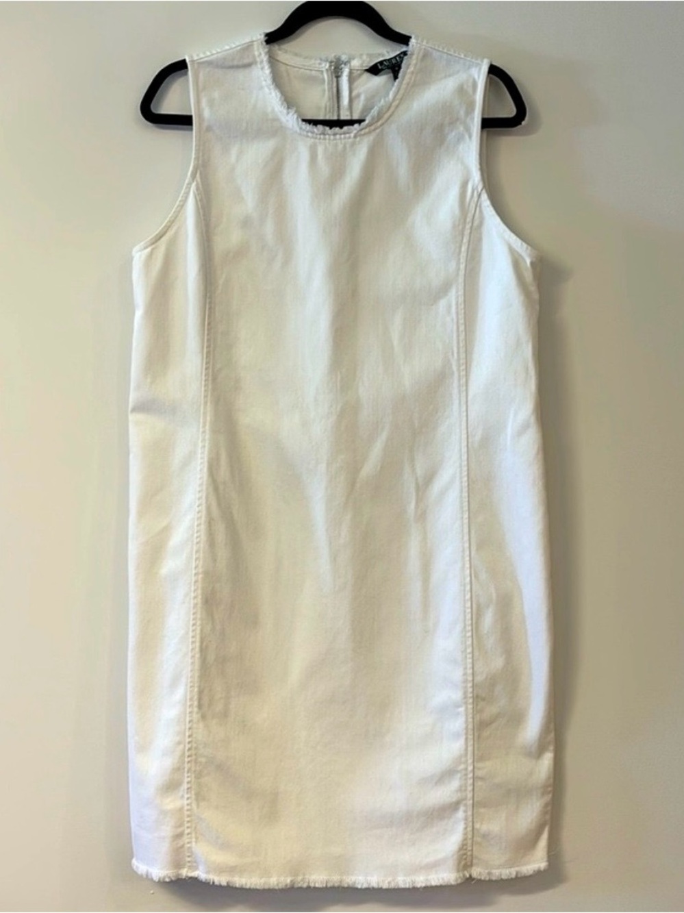 Sleeveless White Denim Dress - Classic Women's Dress
